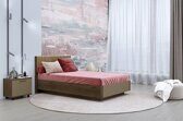 Кровать Грейс КР-4014 с мягким изголовьем корпус Гикори Джексон Темный, фасад Латте Матовый
