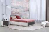 Кровать Грейс КР-4014 с мягким изголовьем корпус Снежный Ясень, фасад Антрацит Матовый